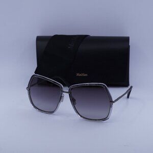 MaxMara ELSA3 MM0054 12B Geometric Sunglasses - Ruthenium/Smoke